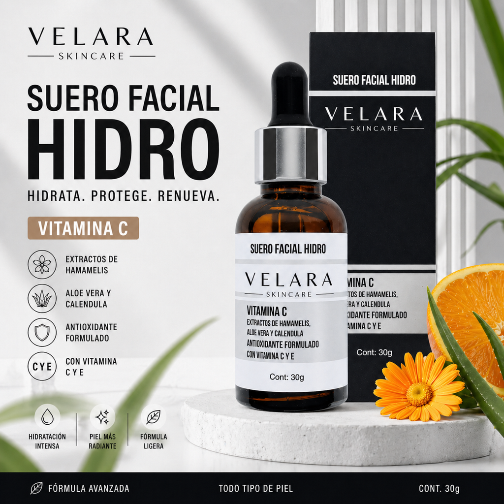 VELARA™ SUERO FACIAL HIDRO 2X1